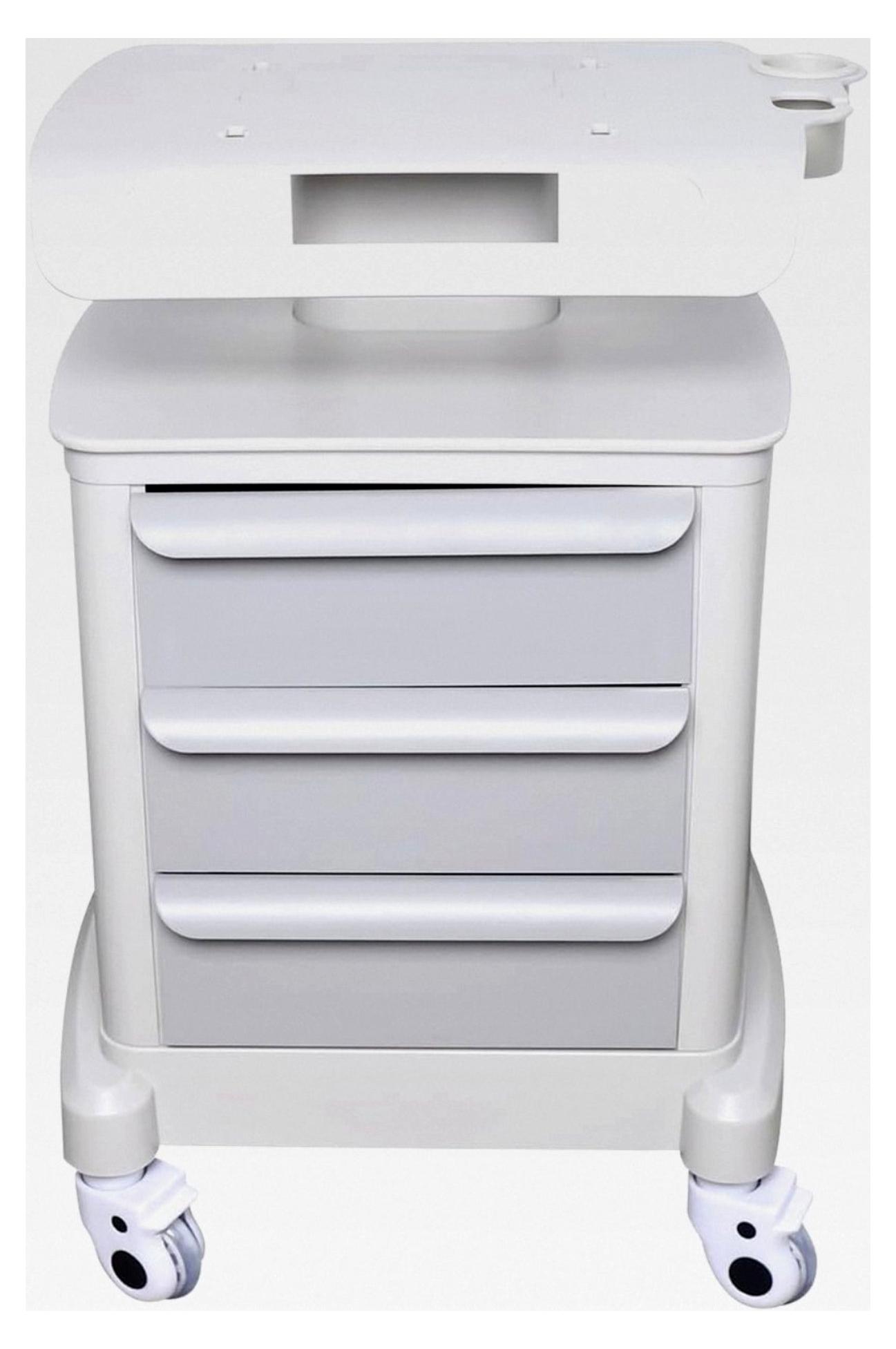 Weißer Kosmetiktrolley mit 3 Schubladen und 4 Rollen, 30 kg Tragkraft, ABS matt, 51 x 47 x 77 cm für Schönheitssalon, Klinik, Spa, Aufbewahrung von Beauty-Geräten und Werkzeugen