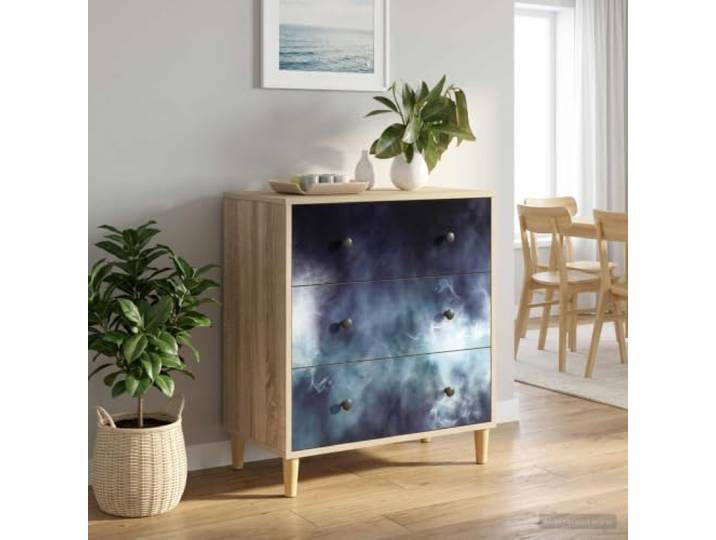 HPUYRFG Kommode RAALTE Blaue Marmorierung 66 x 36,5 x 75 cm Sonoma Holzwerkstoff, verstärkte Struktur, erhöhte Füße, dekoratives Muster, vielseitig nutzbar