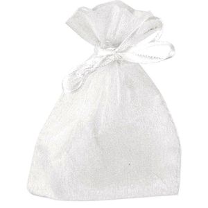 Rayher Geschenktüte 8700002, Organza-Säckchen weiß, Stoffbeutel, 7,5 x 10cm, 6 Stück
