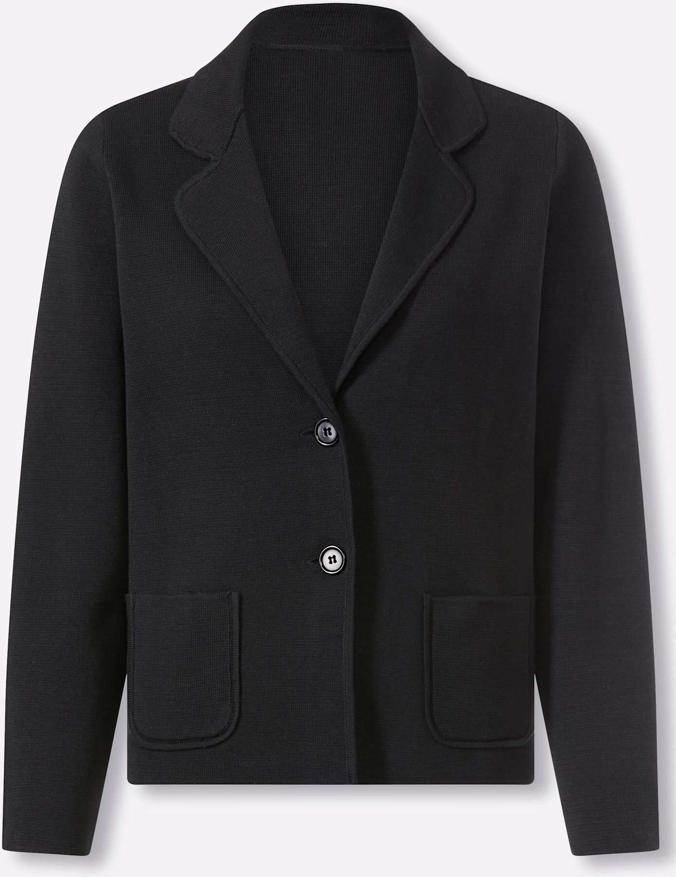 Jackenblazer HEINE "Strickblazer", Damen, Gr. 50, schwarz, 50% Baumwolle, 50% Polyacryl, Blazer Jackenblazer schwarz 50