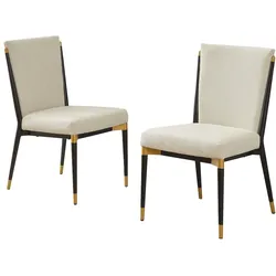 STILVORA Esszimmerstühle 2er-Set Stoff Beige mit höhenverstellbaren Füßen