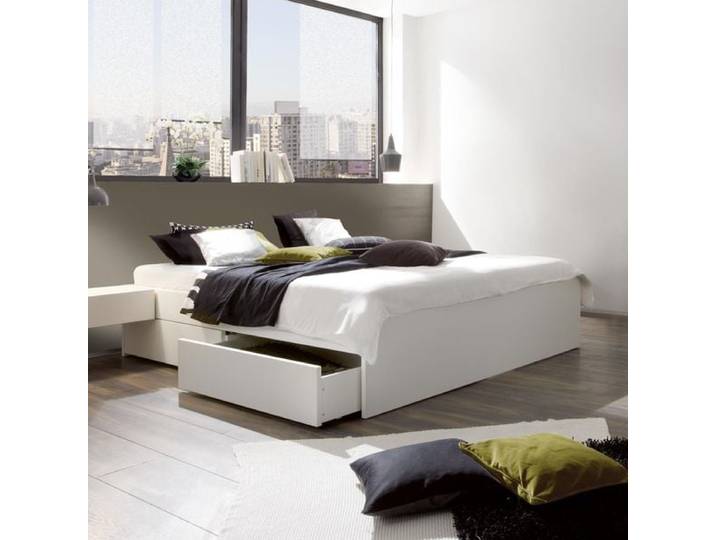 Bett Liverpool Komfort ohne Kopfteil mit Schubkasten 180x200cm Weiß klassischer Stil, Soft-Close