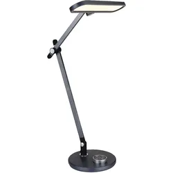 Tischlampe Schreibtischleuchte Tischleuchte Wohnzimmerlampe Leseleuchte Schlafzimmerlampe, Aluminium Kunststoff grau, dimmbar Touch CCT Timer beweglich, LED 12W 500Lm 3000K,4000K, 6500K, H 53 cm