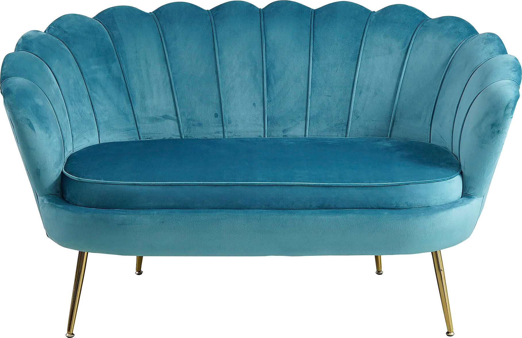 2-Sitzer SALESFEVER "Clam Komfort-Duo-Sitz", blau, B:136cm H:78cm T:76cm, Samtvelours (100% Polyester), Sofas, 2-Sitzer, Muscheldesign-Breite 136 cm: Pure Extravaganz