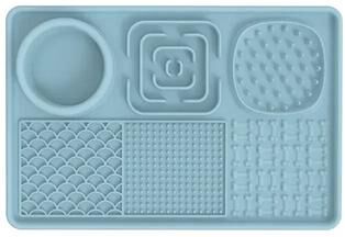 Uplifted Goods Silicone Slow Feeding Lick Mat For Dogs And Cats blue Rectangle