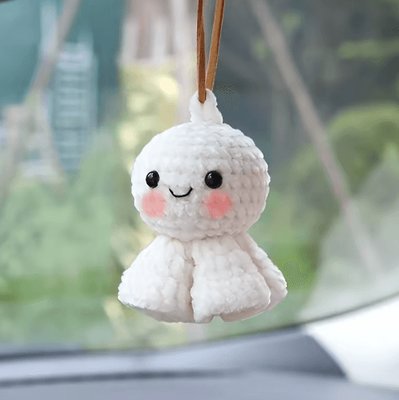 Inspire Picks Cute Crochet Sunshine Doll Car Pendant Handmade Rearview Mirror Decoration 2pcs