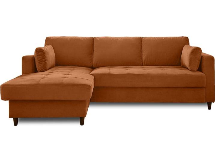 Lisa Design Anna - canapé d'angle gauche - 4 places - convertible avec coffre - en velours \, Rouille