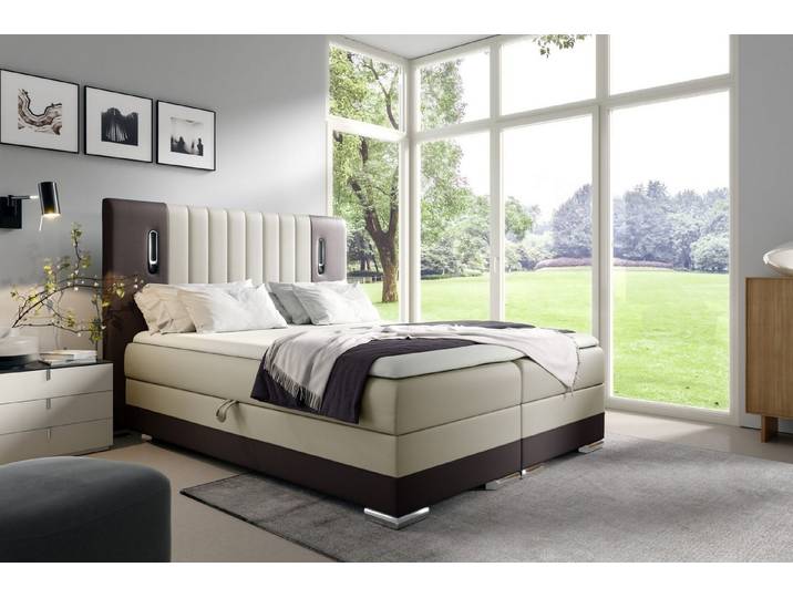 MF Design Boxspringbett Boxspringbett VIVIEN mit Bettkasten und Federautomatik, Vorhanden