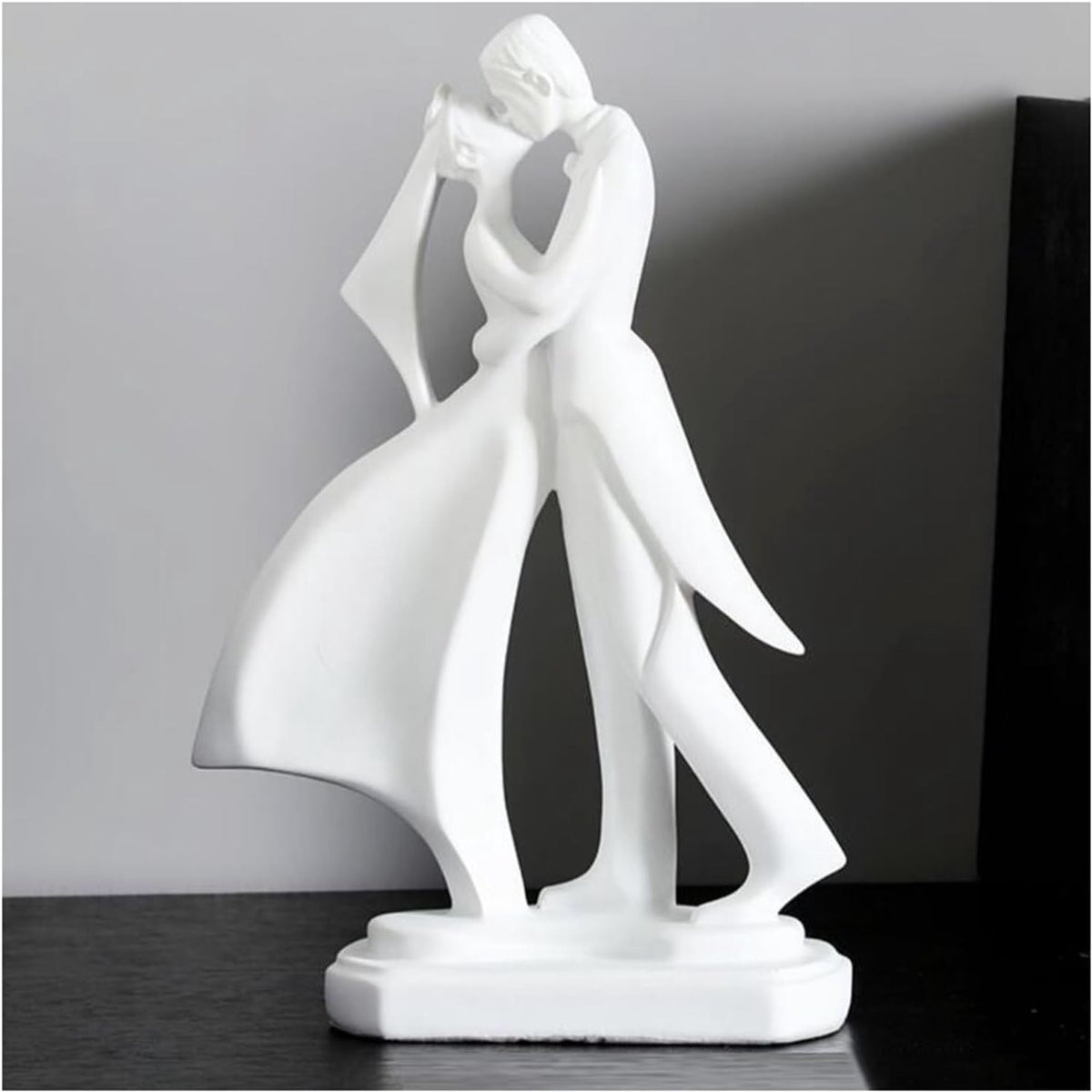 Decoratief Beeld Abstract Paar Zwart - Handgemaakt Hars - Hoogte: 17.5 cm