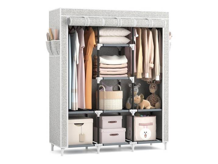 LuxusKollektion Stoffschrank Kleiderschrank Stoffschrank Kleiderstange Ablagen Stempelsteuer