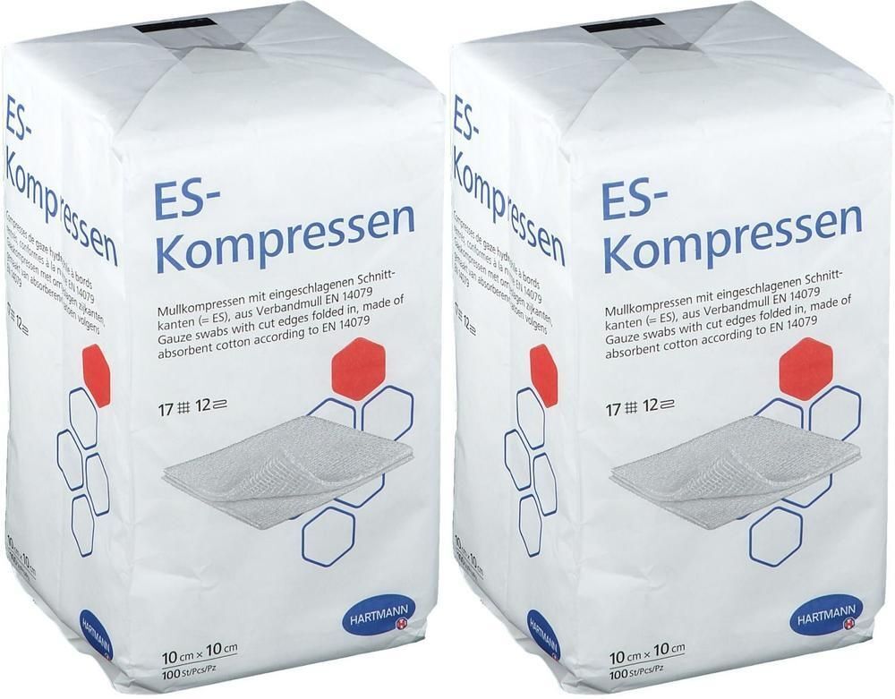 ES Kompressen Es-Kompressen unsteril 10x10 cm 12fach 2x 2x100 St Kompressen