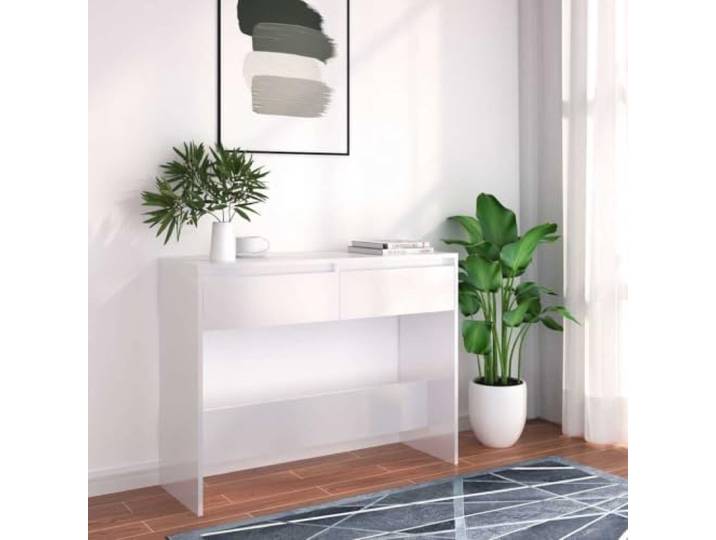 Konsolentisch Weiß 100x35x76,5 cm Holzwerkstoff Beistelltisch Flurtisch Schlankes Design, vielseitig nutzbar, Flur Wohnzimmer Büro, pflegeleichte Oberfläche, kompakte Stellfläche