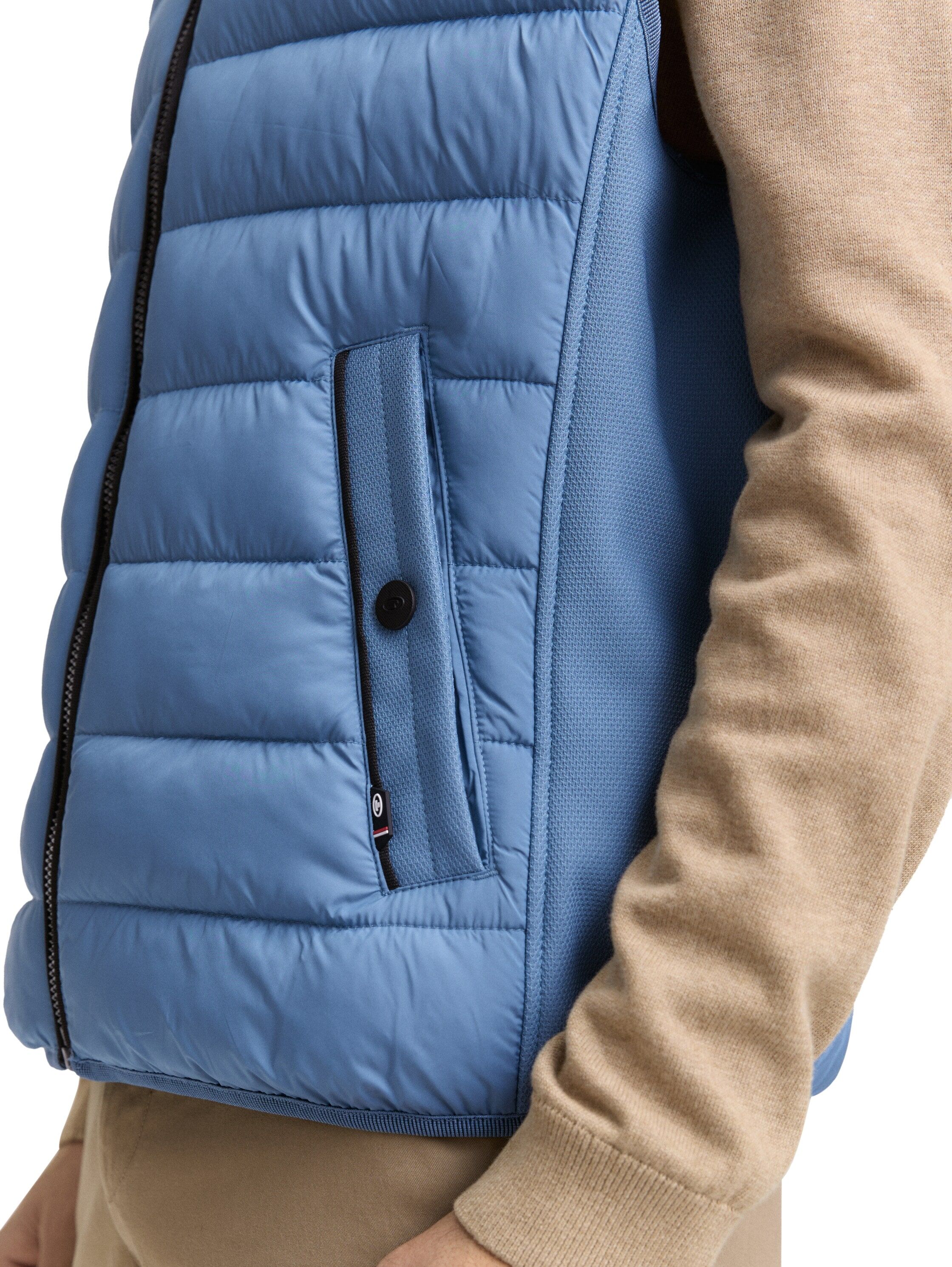 Steppweste TOM TAILOR, Herren, Gr. L, blau (marine blau), Steppware, Obermaterial: 100% Polyester. Futter: 100% Polyester, unifarben, regular fit normal, Westen Steppweste, mit Taschen marine blau L
