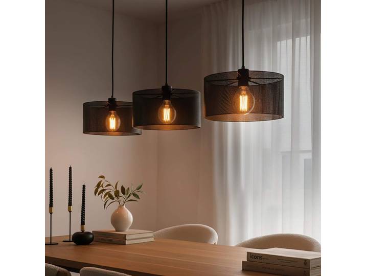 Luminaire à suspendre en métal style industriel - Mesh Round