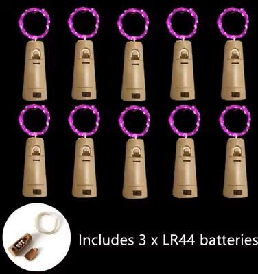 Uplift Treasures Acrylic LED Wine Bottle Cork String Lights (10 Pack) purple (10 Pcs 2 M 20 Led)