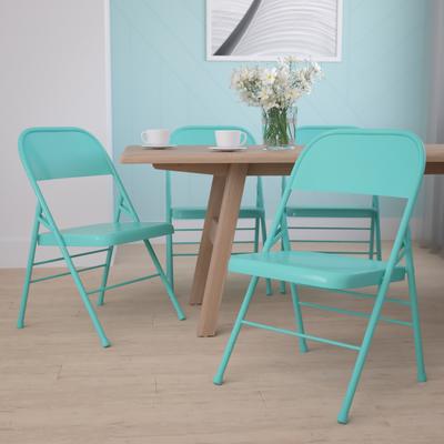Flash Furniture 4 Pack Triple Braced & Double Hinged Folding Chair