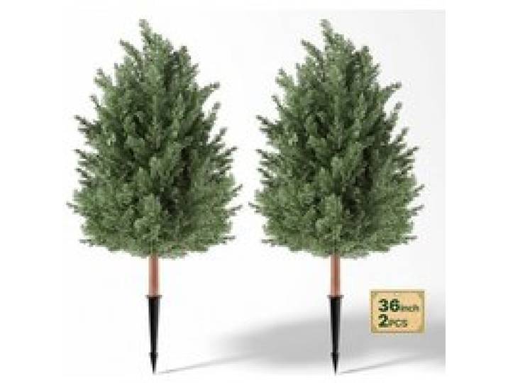 VEVOR Künstliche Pflanze 2 Stk. Künstlicher Zedernbaum mit Erdspieß 914mm, Dekopflanze für Wohnzimmer Balkon Büro Veranda Garten, UV-Beständig, Zedernpflanzen aus PE, Naturgetreu, Indoor & Outdoor