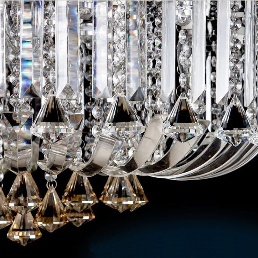 Mercer41 Marks Glass and Crystal LED Flush Mount Champagne 26cm H x 50cm W x 50cm D