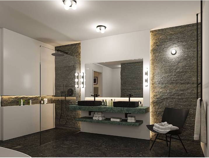 Applique murale Gove Balken 40 x 10 x 8cm Noir/Noir Verre opalin Aluminium verni G9