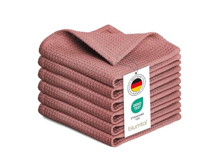 Blumtal® Theedoeken 30x30 Cm In Een Set Van 6 - Theedoeken Katoen 100% - Keukendoeken Wasbaar Op 60 °C - Keukendoeken Katoen - Keukendoeken - Vaatdoeken & Theedoeken - Wafeldoeken In Roze