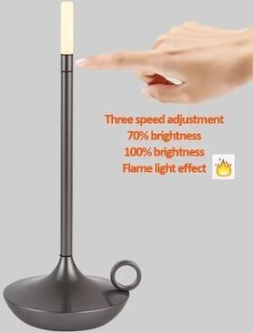 Uplifted Goods Rechargeable Touch LED Candle Lamp For Ambient Lighting silver warm Light