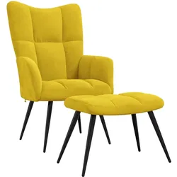 vidaXL Relaxsessel mit Hocker Senfgelber Samt