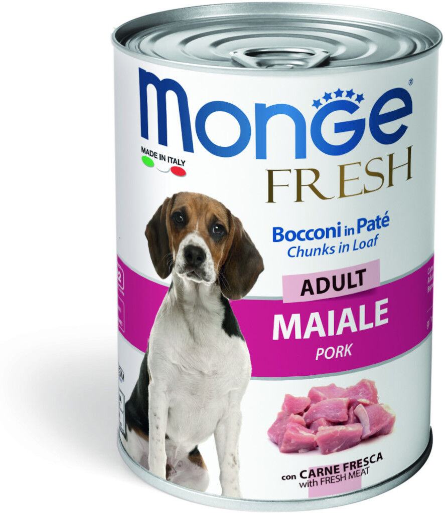 Monge Fresh Adult Bocconcini in Paté con Maiale 400 g Alimento Umido per Cani