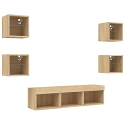 Helloshop26 - Multimedia-TV-Möbel TV-Regal Sideboard TV-Schrank Esszimmer Wohnzimmer Schlafzimmer mit LED-Beleuchtung 7-teilig 02_0029470