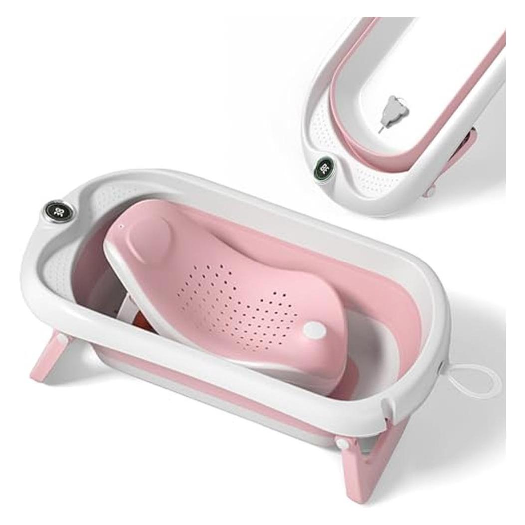 Heraw Vasca da Bagno Pieghevole per Neonati con Seggiolino e Termometro (SBFOLBATH774721MMPNK)