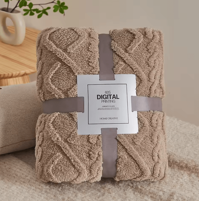 Inspire Curations Double Sided Jacquard Coral Fleece Blanket tfr Dark Coffee 150x200cm