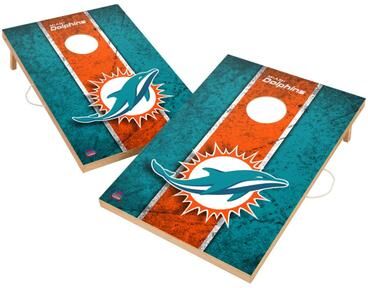 Skip's Garage Vintage Miami Dolphins NFL 2x4 Tailgate Cornhole Boards