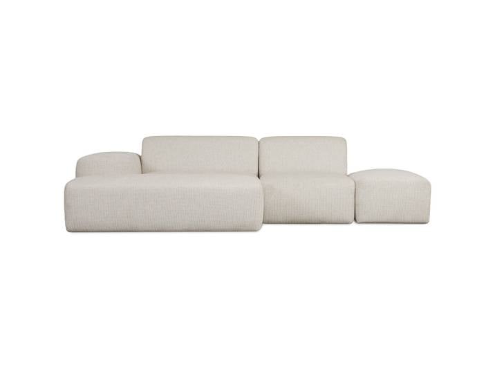 Modulares Ecksofa Pyllomi, L-förmig mit Hocker, cremefarbenes