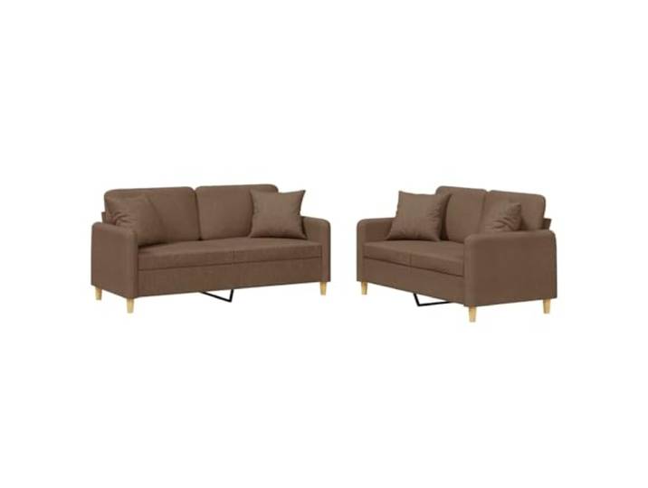 Todiikf 2-Teiliges Sofa Set Couchgarnitur mit Kissen Braun Stoff Moderne Couchgarnitur in Braun für Wohnzimmer und Büro. Bequemer Sitzkomfort inklusive passender Zierkissen.