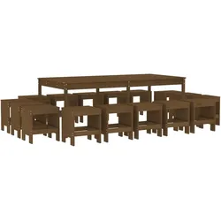 vidaXL 17-tlg. Garten-Essgruppe Honigbraun Massivholz Kiefer