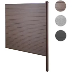 WPC-Sichtschutz Sarthe, Windschutz Zaun, WPC-Pfosten zum Einbetonieren ~ Erweiterungselement, 188cm braun