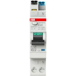 ABB DSX301C C20 A30 FI/LS-Schalter, 1 TE 6kA, 1P+N, Typ A, C20, 30mA FlexLine Push-in Technologie