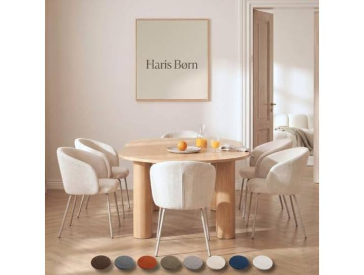 Haris Børn® Esszimmerstühle (6er Set) Beige mit Grauem-Gestell - Bequeme Polster Esszimmerstühle mit Armlehne - Premium Esstisch Stühle & Wohnzimmer Stühle - Moderne Esszimmerstühle 30 Tage testen