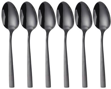 Elama 6 Piece Mirror Polished Stainless Steel Dinner Spoon Set in Black