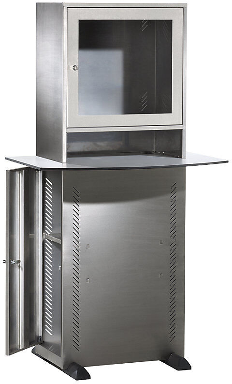 Edelstahl-PC-Schrank, mit Arbeitsplatte BxT 900 x 600 mm, HxBxT 1625 x 600 x 350 mm eurokraft pro