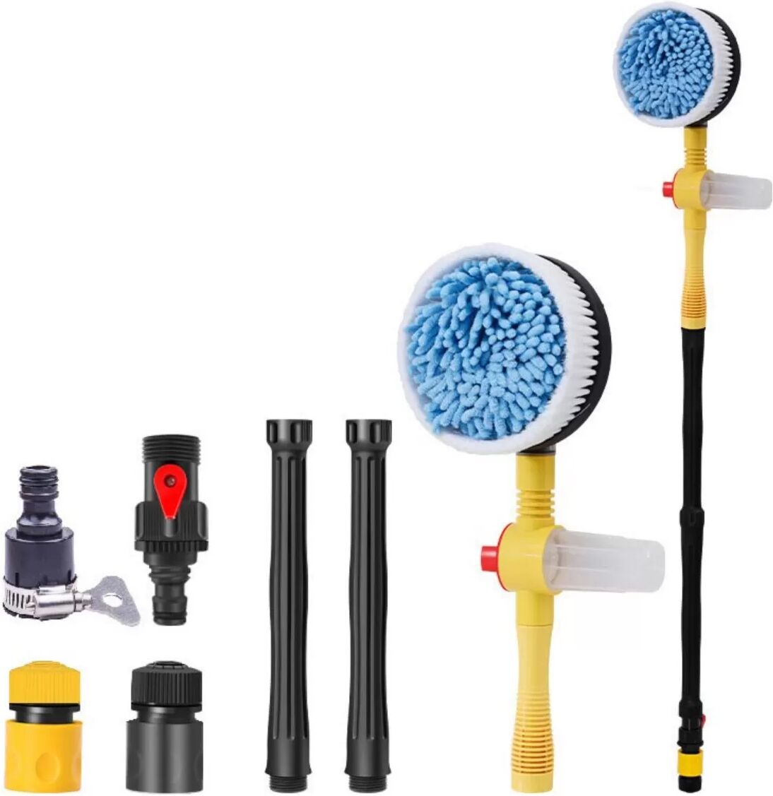 INF Automatische rotierende Autowaschbürste mit integriertem Schaumsprüher, Schlauchanschluss und 3 Wasserflussstufen