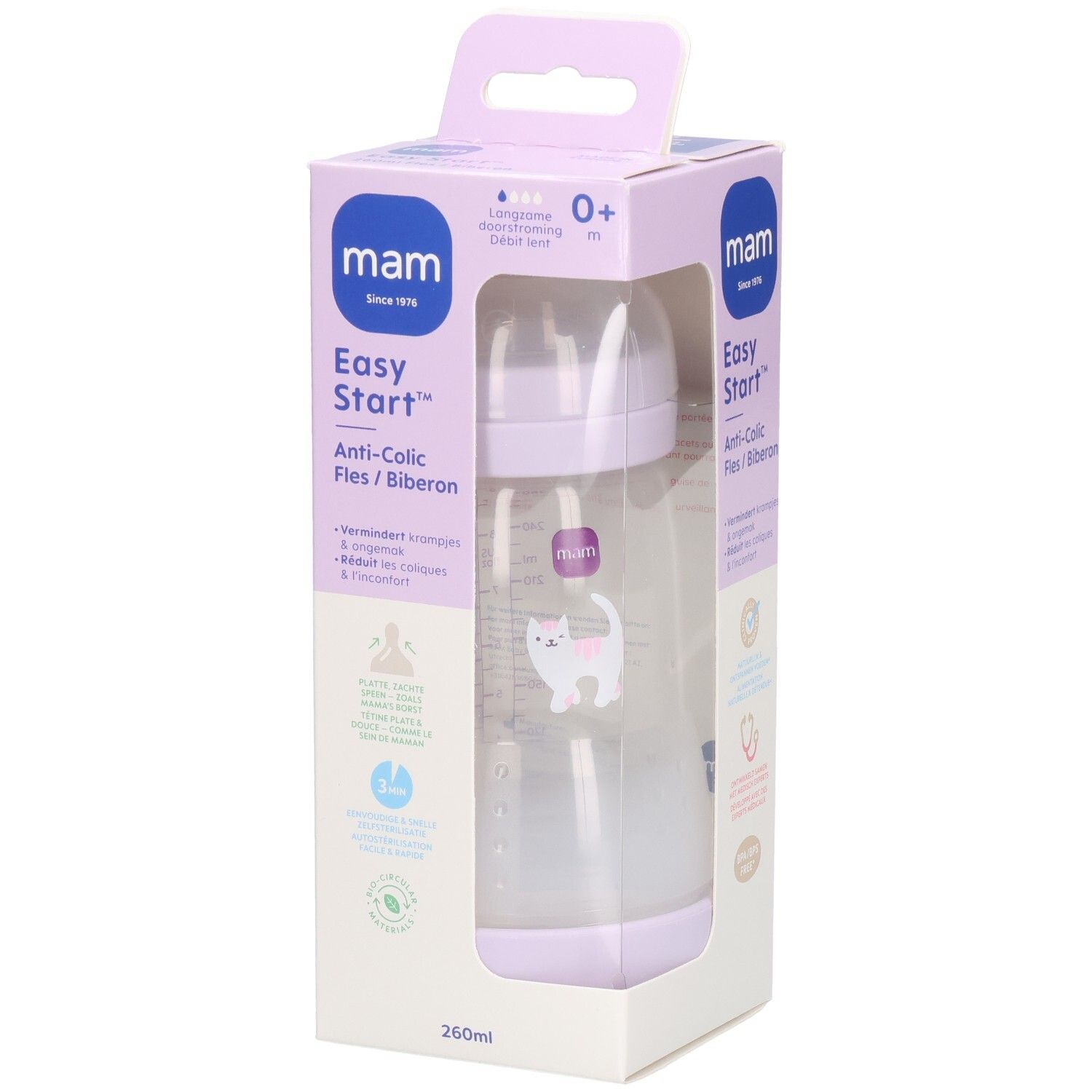 MAM Easy Start Anti-Colic Zuigfles Lila 260ml 1 St Babyflasche