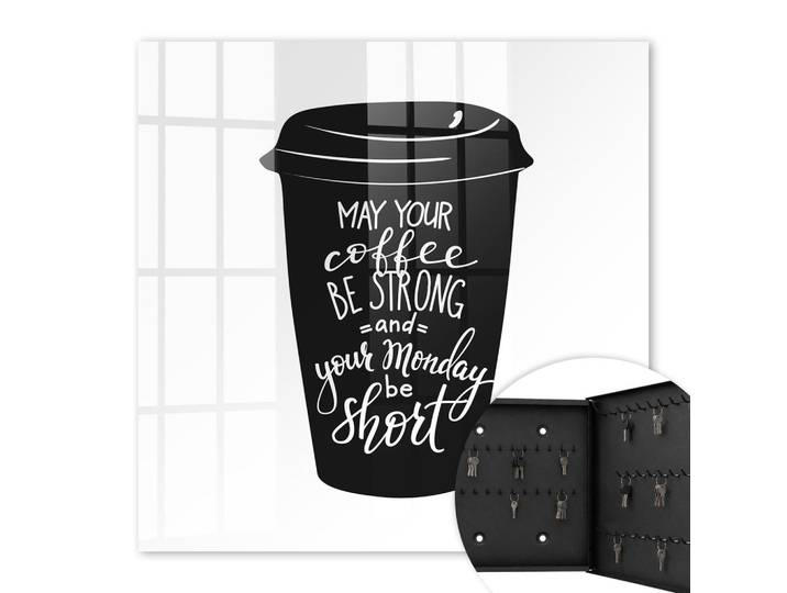 SCHLÜSSELBOX Schwarz 30x30 cm- Türöffnung nach rechts - Kaffee und Humor