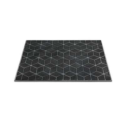Fußmatte WECON HOME "Bossa Groove", grau (silber grau), B:40cm H:4mm L:60cm, Gummi, Teppiche, Fußmatte, Gummi, pflegeleicht, abwaschbar, rutschfest, geometrisches Muster