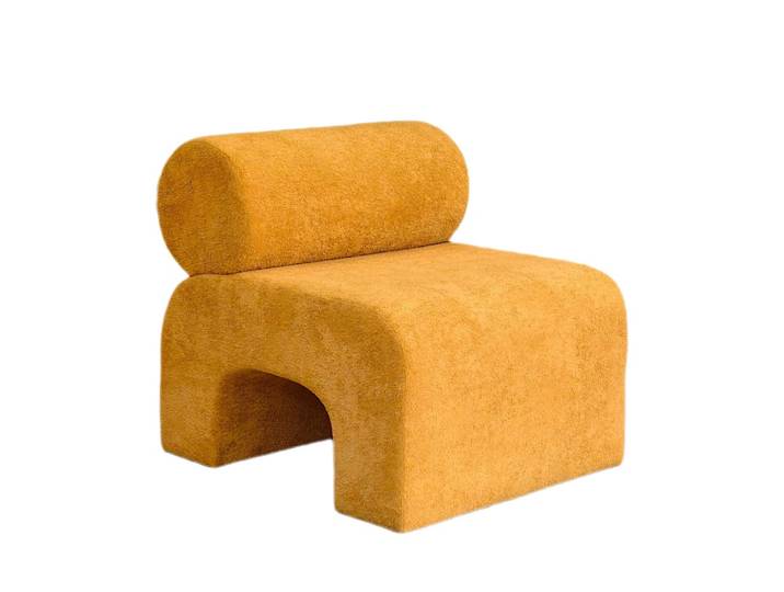 Fauteuil en tissu doux - jaune moutarde
