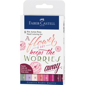 Faber-Castell Tuschestifte Pitt Artist Pen 267124, Pinktöne, Pinsel- & Rundspitze, 8 Stück