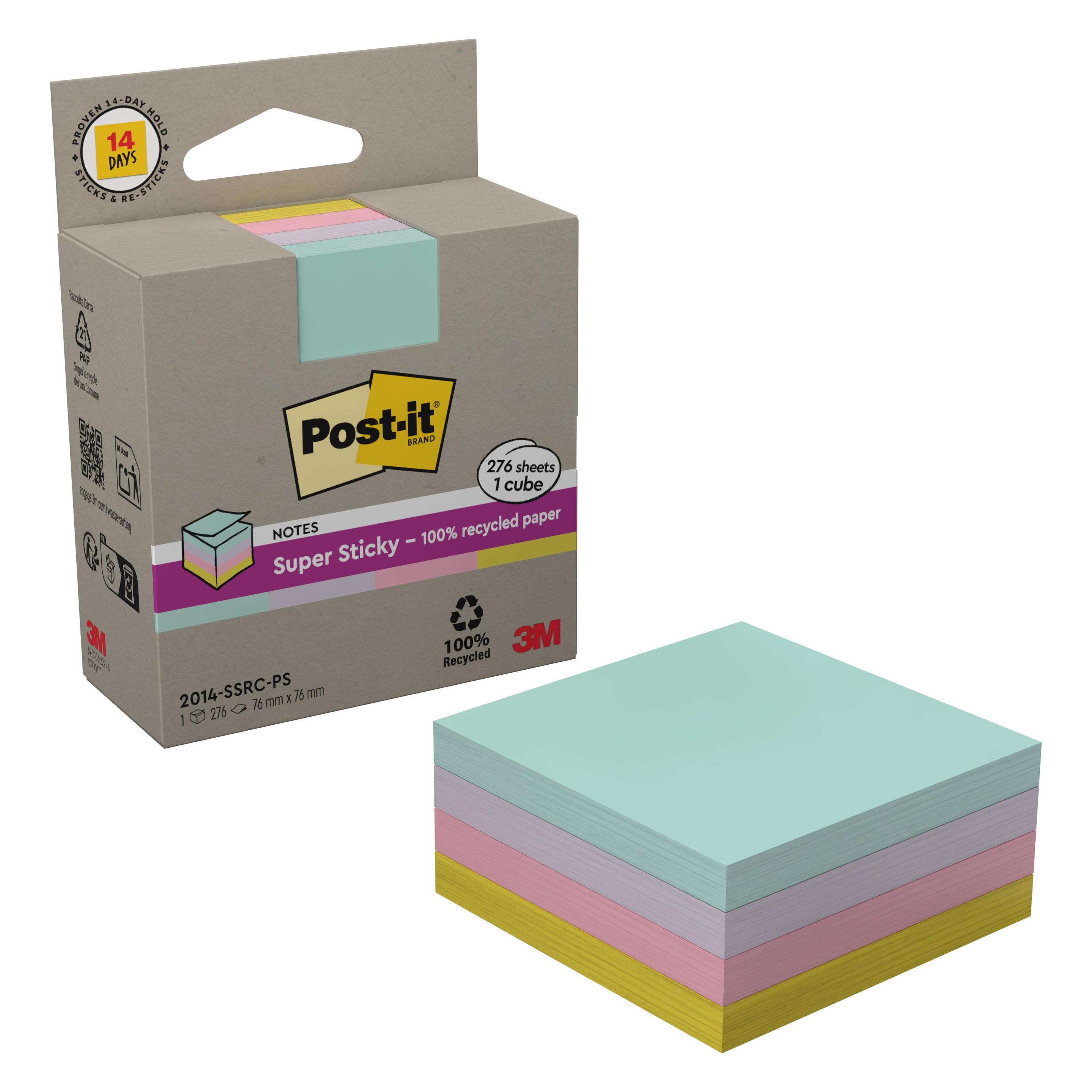 Post-it Super Sticky Haftnotizen Recycling Würfel (76 x 76 mm) (2014-SSRC-PAS)