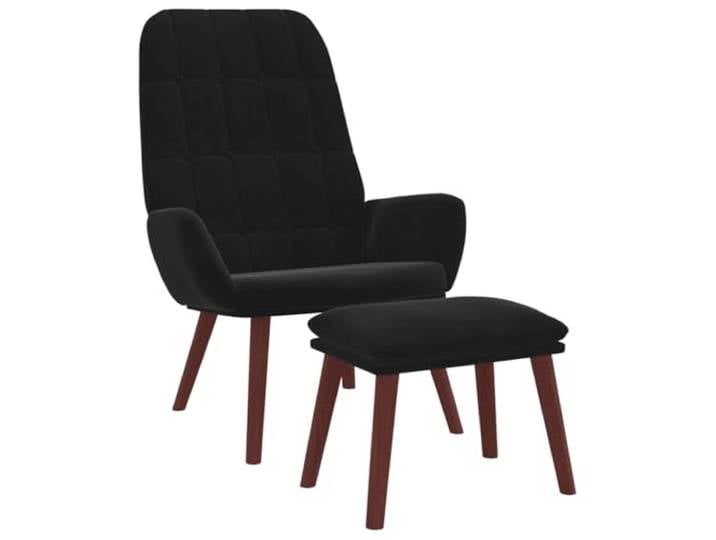 Makastle Relaxsessel mit Hocker Schwarz Samt