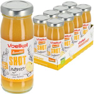 Voelkel Vitamin-Shot Ingwer, mit Vitamin C demeter, BIO, ohne Zuckerzusatz, in Glasflaschen, 8x 95 ml