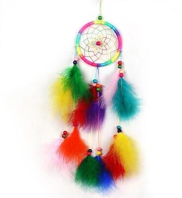 Inspired Deals Boho Dream Catcher Car Pendant Feather Hanging Ornament For Car, Home & Room Decor colorful