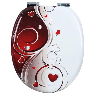 Helloshop26 - Robuster klappbarer WC-Sitz aus Holz mit Absenkautomatik für Badezimmer weiß und rot 19_0000726